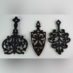 Vintage Black Cast Iron Trivets Wall Decor Set‎ of 3